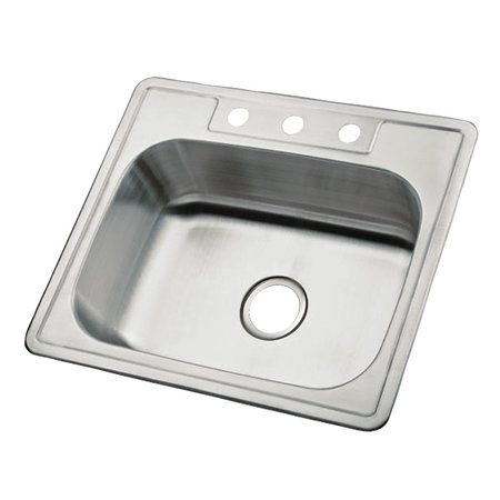 GOURMETIER K25228BN Carefree Drop-in Single Bowl Kitchen Sink, Brushed K25228BN